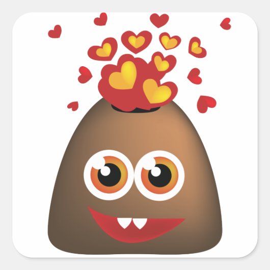 Niedliche Liebe Vulkan Quadratischer Aufkleber (Vorderseite)