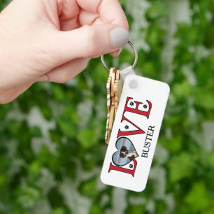 Niedliche Liebe Wörter mit Hunden-Foto Schlüsselanhänger