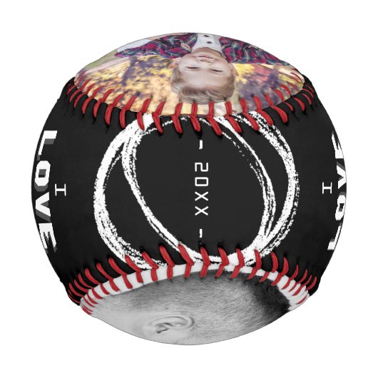 Niedliche Liebe You Daddy Black 2 FotoCollage Baseball (Rückseite)