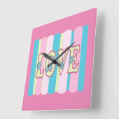 Niedliche Liebe Zitat Feminine Pastellfarben Rosa Quadratische Wanduhr (Winkel)