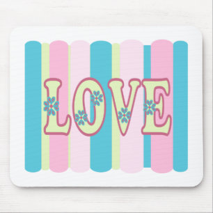 Niedliche Liebe Zitat Pastellfarben Gelb Blau Desi Mousepad