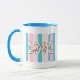 Niedliche Liebe Zitat Pastellfarben Gelb Blau Desi Tasse