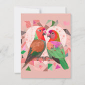 NIEDLICHE LIEBENGEBURT, FARBIGE LIEBE, PINK BIRD MITTEILUNGSKARTE (Vorderseite)