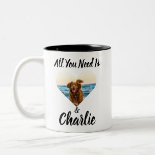 Niedliche Liebes-Hund-Foto Name Benutzerdefinierte Zweifarbige Tasse