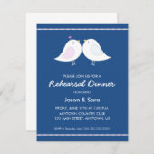 Niedliche Liebesgeburten beim Abendessen in blauer Einladung (Vorne/Hinten)