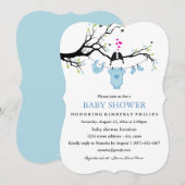 Niedliche Liebesvögel Boy Babydusche einladen Einladung (Vorne/Hinten)