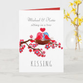 Niedliche Liebesvögel im Walentino Karte (Gelbe Blume)