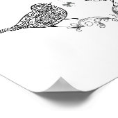 Niedliche Liebesvögel in Schwarz-Weiß-Poster-Print Poster (Ecke)