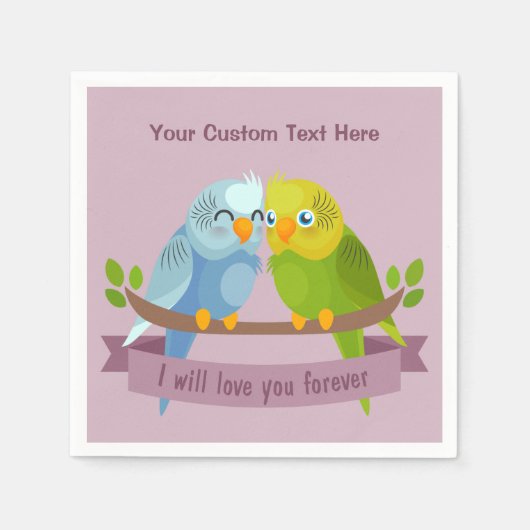 Niedliche Liebesvögel - Papierservietten (Vorderseite)