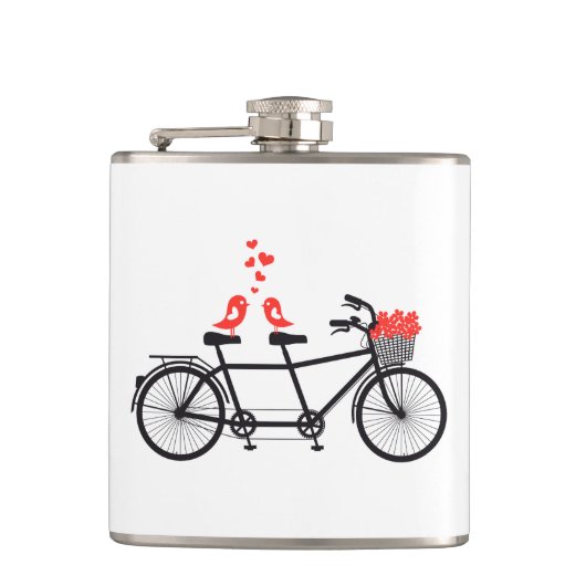Niedliche Liebevögel auf Fahrrad Flachmann (Vorderseite)