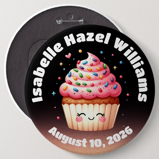 Niedliche L'il Cupcake Candy Sprinkles Kinderdusch Button (Vorne & Hinten)