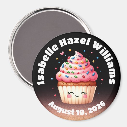 Niedliche L'il Cupcake Candy Sprinkles Kinderdusch Magnet (Vorderseite/Rückseite)