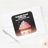 Niedliche L'il Cupcake Candy Sprinkles Kinderdusch Quadratischer Aufkleber (Umschlag)