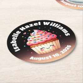 Niedliche L'il Cupcake Candy Sprinkles Kinderdusch Runder Pappuntersetzer