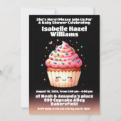 Niedliche L'il Cupcake Sprinkles Kinderdusche Einladung (Vorderseite)