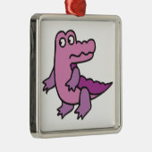 niedliche lila Alligatorin Silbernes Ornament (Rechts)