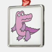 niedliche lila Alligatorin Silbernes Ornament (Links)