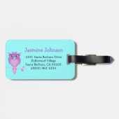 Niedliche lila Aqua-Kids Uu angepasste Gepäckmarke Gepäckanhänger (Rückseite horizontal)