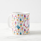 Niedliche Lila Aquamarine Blumenkaktus Kaffeetasse (Vorderseite Links)