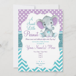 Niedliche Lila Aquamarine Elephant Invitation Baby Einladung