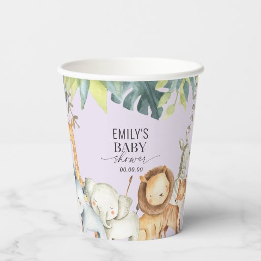 Niedliche lila Babywanne Pappbecher (Rückseite)