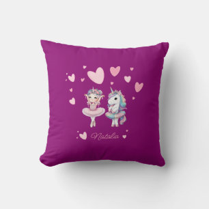 Niedliche Lila Ballerina Einhorn Kissen