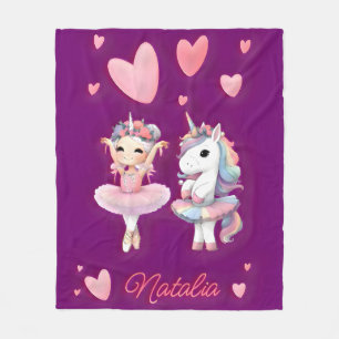 Niedliche Lila Ballerina Unicorn Fleece Blanket
