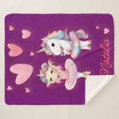 Niedliche Lila Ballerina Unicorn Fleece Blanket Sherpadecke (Vorderseite (Horizontal))