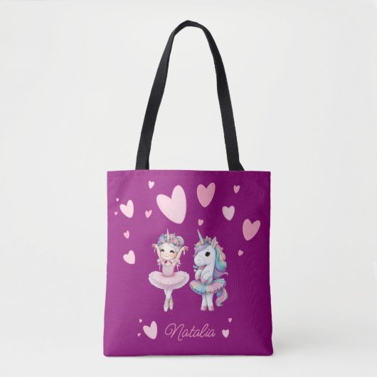 Niedliche Lila Ballerina Unicorn Tasche (Vorderseite)