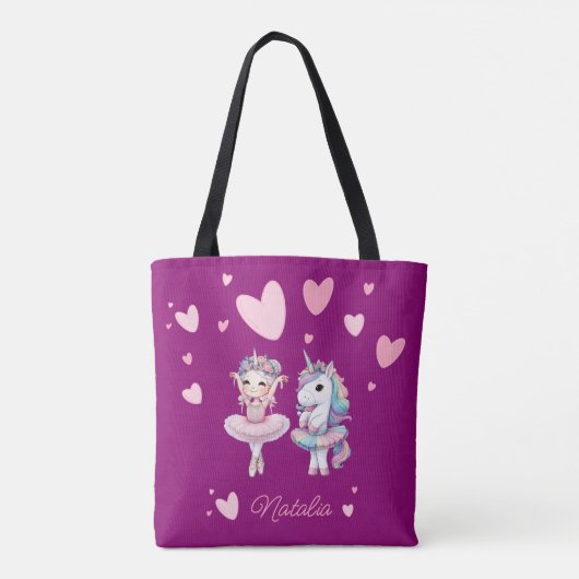Niedliche Lila Ballerina Unicorn Tasche (Rückseite)