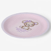 Niedliche Lila Bärengarne Kariert rosa Papierplatt Pappteller (Schrägansicht)