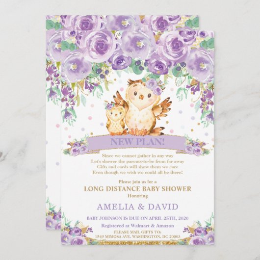 Niedliche Lila Bläschenwaage Kinderdusche per Mail Einladung (Vorne/Hinten)