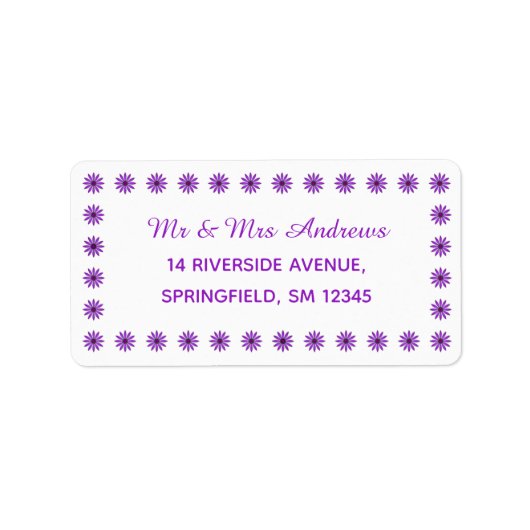 Niedliche Lila Blume Adressaufkleber (Vorne)