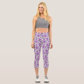 Niedliche lila Blume Capri Leggings (Vorderseite)