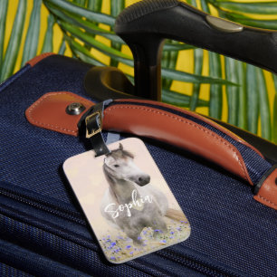 Niedliche Lila Blume des Weißen Horns Personalisie Gepäckanhänger