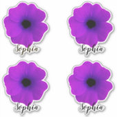 Niedliche Lila Blume Moderner Skriptname Aufkleber (Vorderseite)