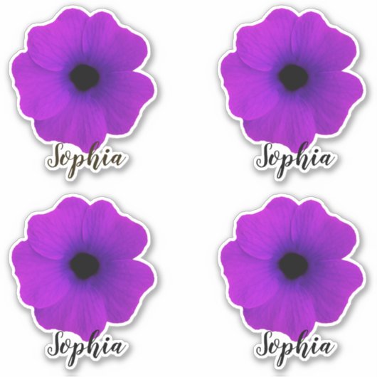 Niedliche Lila Blume Moderner Skriptname Aufkleber (Vorderseite)