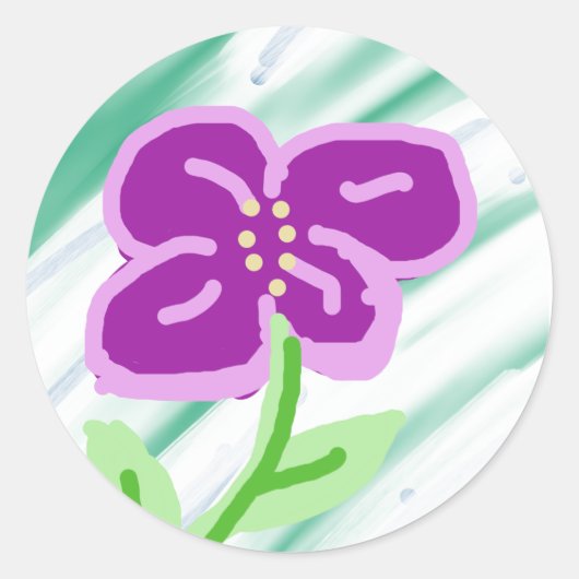 Niedliche Lila Blume Runder Aufkleber (Vorderseite)