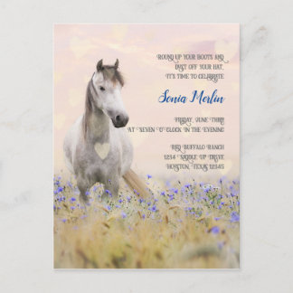 Niedliche Lila Blume Weißes Pferd Feminine Chic Postkarte