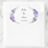 niedliche lila Blumenhochzeit Ovaler Aufkleber (Tasche)