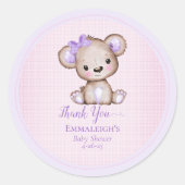 Niedliche Lila Braunbär Gefallen Vielen Dank Runder Aufkleber (Vorderseite)