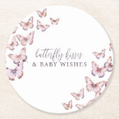 Niedliche Lila Butterfly Kisses & Baby Wünsche Dus Runder Pappuntersetzer (Vorderseite)