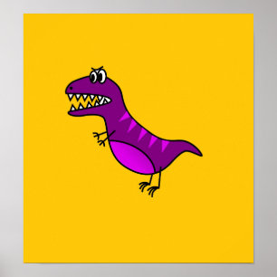 Niedliche lila Cartoon-Dinosaurier-Kinderkunst Poster