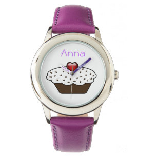 niedliche lila Cupcake personalisierte Gestaltung Armbanduhr
