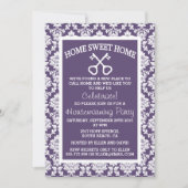 Niedliche Lila Damask Zuhause Sweet Zuhause Housew Einladung (Vorderseite)