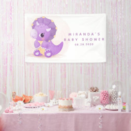 Niedliche Lila Dinosaur Girl Babydusche Banner