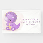 Niedliche Lila Dinosaur Girl Babydusche Banner (Horizontal)