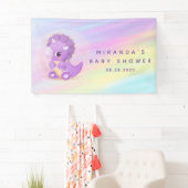 Niedliche Lila Dinosaurier Pastel Babydusche Banner (Insitu)