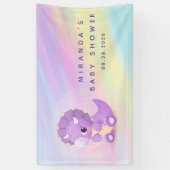 Niedliche Lila Dinosaurier Pastel Babydusche Banner (Vertikal)