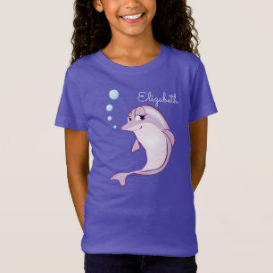 Niedliche Lila Dolphin Personalisierter dunkler T  T-Shirt